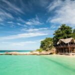brown wooden house near beach
